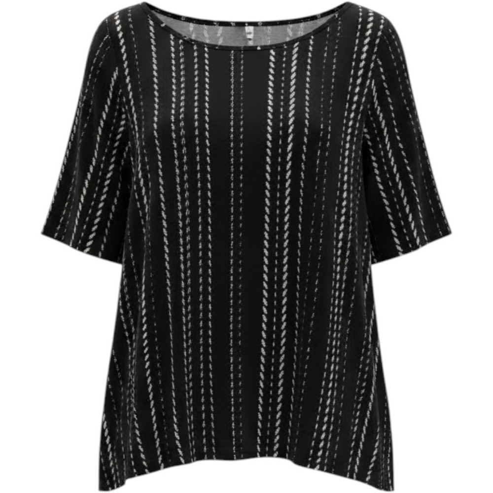 Apt. 9 Modern Essentials Womens XXL Black White Dash Stripe Elbow Sleeve Top